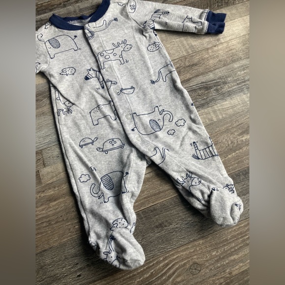 Carters 3 Months 100% Cotton Gray Safari Footie Sleeper - Picture 3 of 7